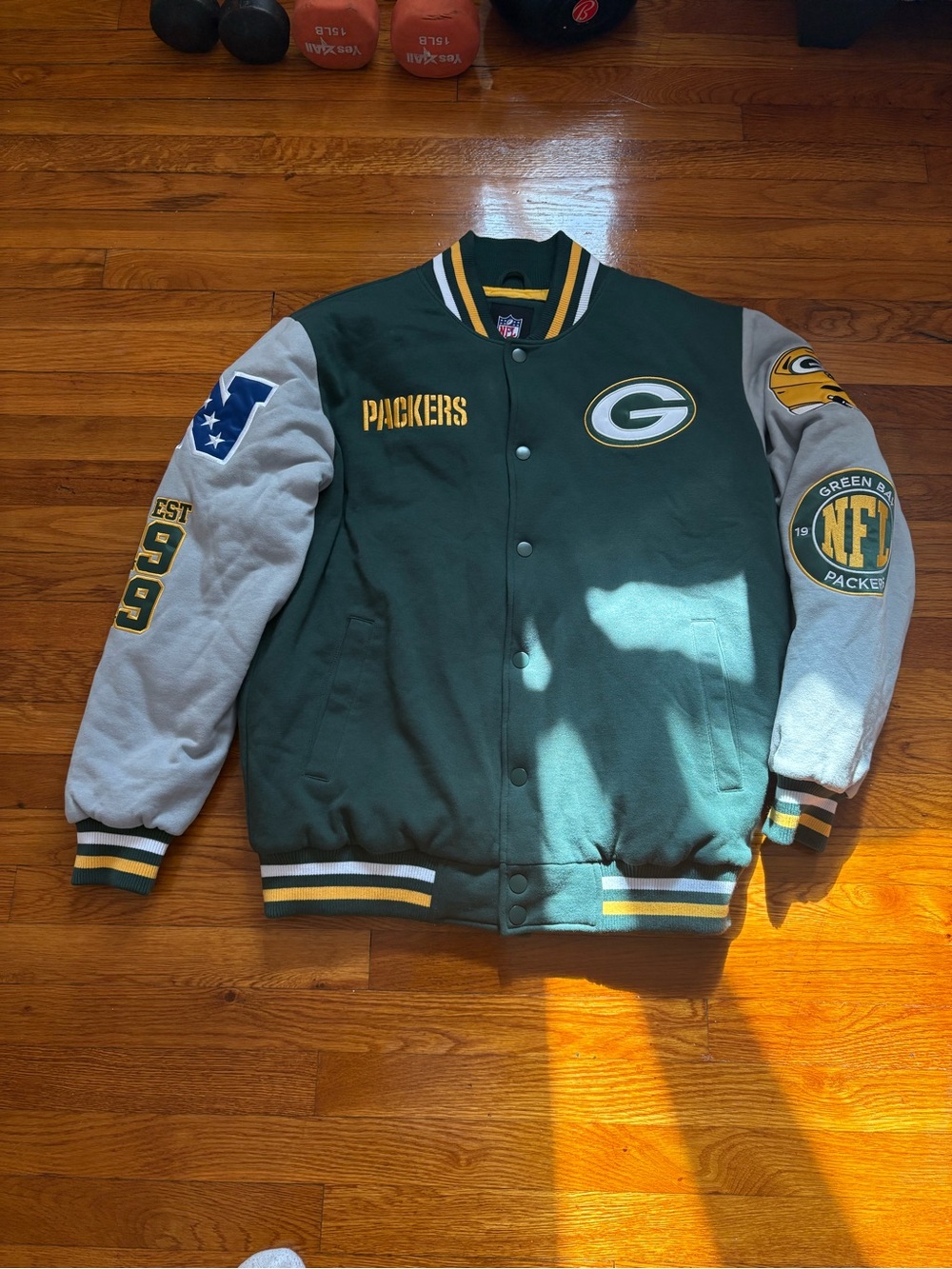 NFL Green & Gray Green Bay Packers Varsity Jacket